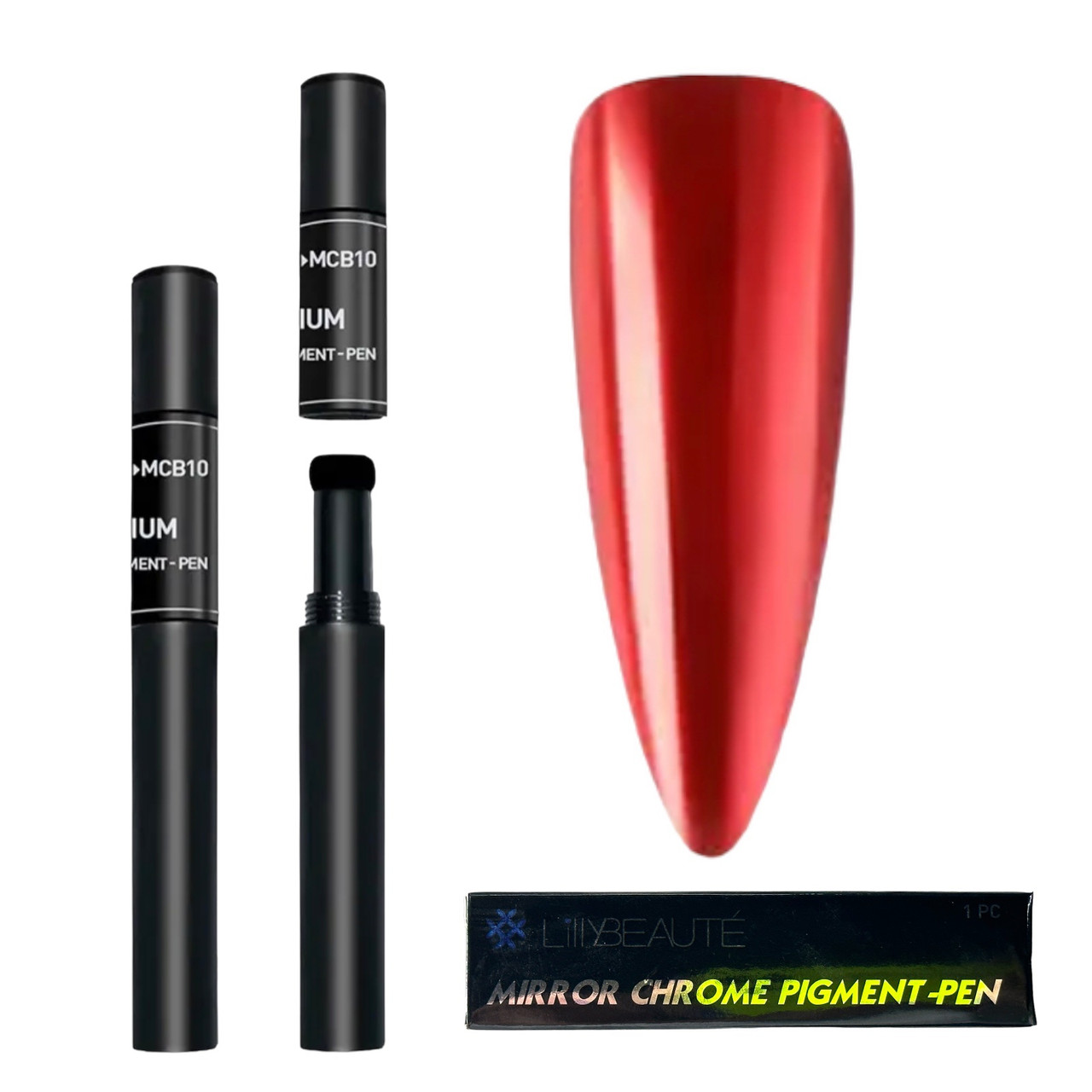 Втирка в олівці дзеркальна для нігтів Lilly Beaute МСВ08 червона