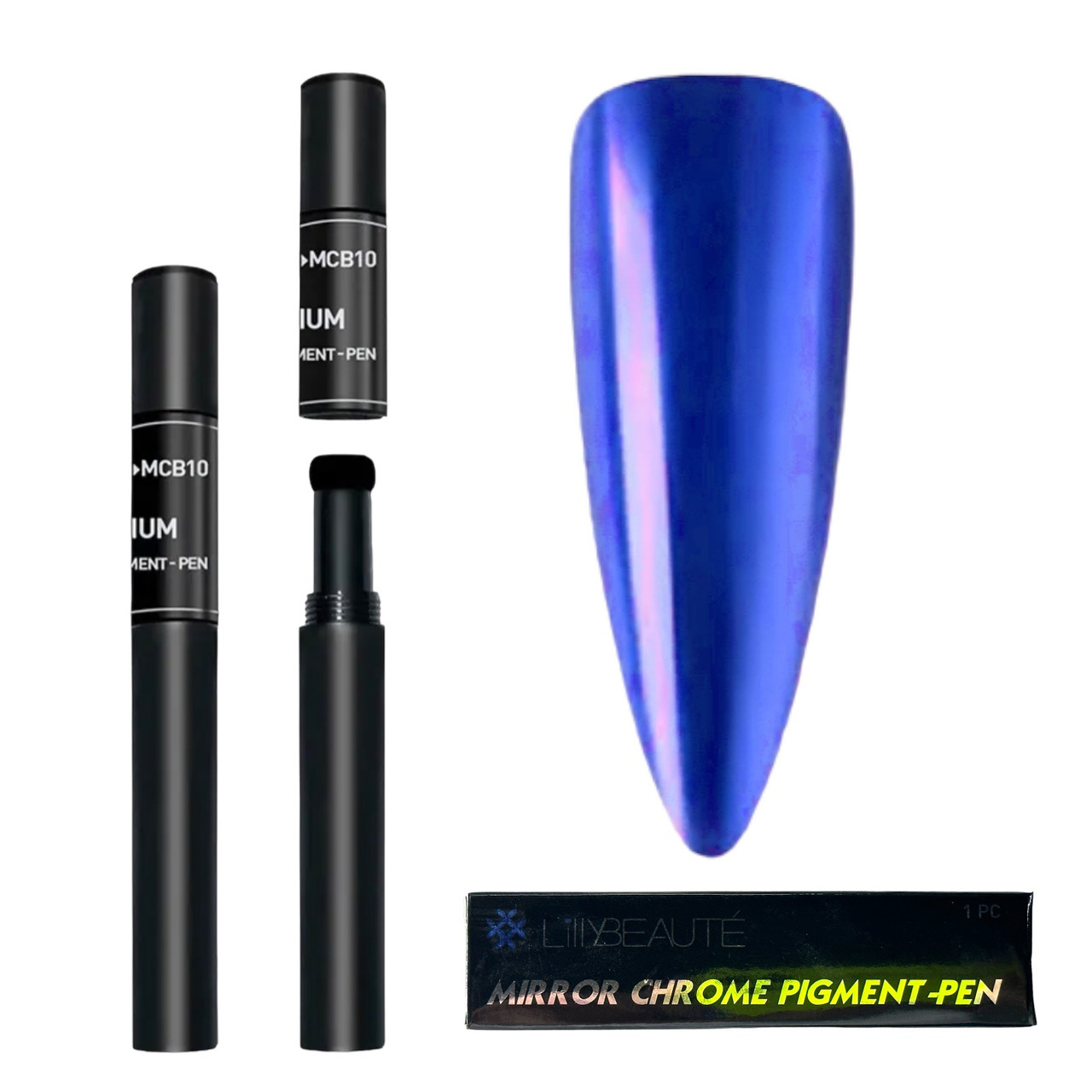 Втирка в олівці дзеркальна для нігтів Lilly Beaute МСВ07 синя