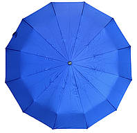 Парасолька жіноча складана, повний автомат, однотонна, міцна парасолька, синій, 12 спиць