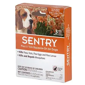Краплі Sentry від бліх, кліщів і комарів для собак вагою 7-15 кг Ціна за 1 піпетку  (073091023630)