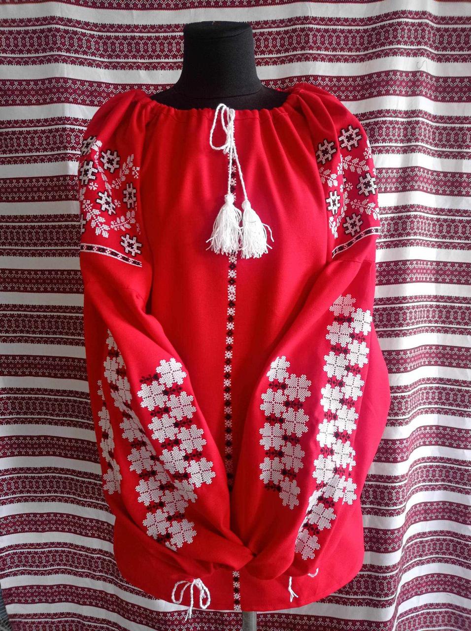 Вишиванка жіноча (червоне домоткане полотно) "Мрія"