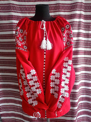 Вишиванка жіноча (червоне домоткане полотно) "Мрія", фото 1