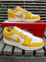 Бело-желтый мужские кроссовки Nike Air Jordan, демисезонные мужские кроссовки Найк, мужские кроссовки кожа