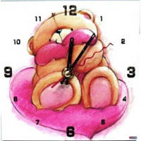 ГОДИННИК НАСТІННИЙ/НАСТІЛЬНИЙ , 15 см Ведмежа з серцем