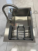 Набор Мойка на кухню Platinum Handmade HSB квадратный сифон 30/10 650х450х230 мм, раковина в кухню