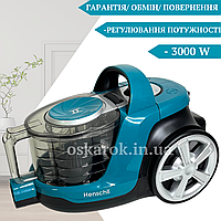 Пылесос с колбой 4 л Henschll XN19-89 бирюзовый 3000 W с регулировкой мощности , колбовый пылесос