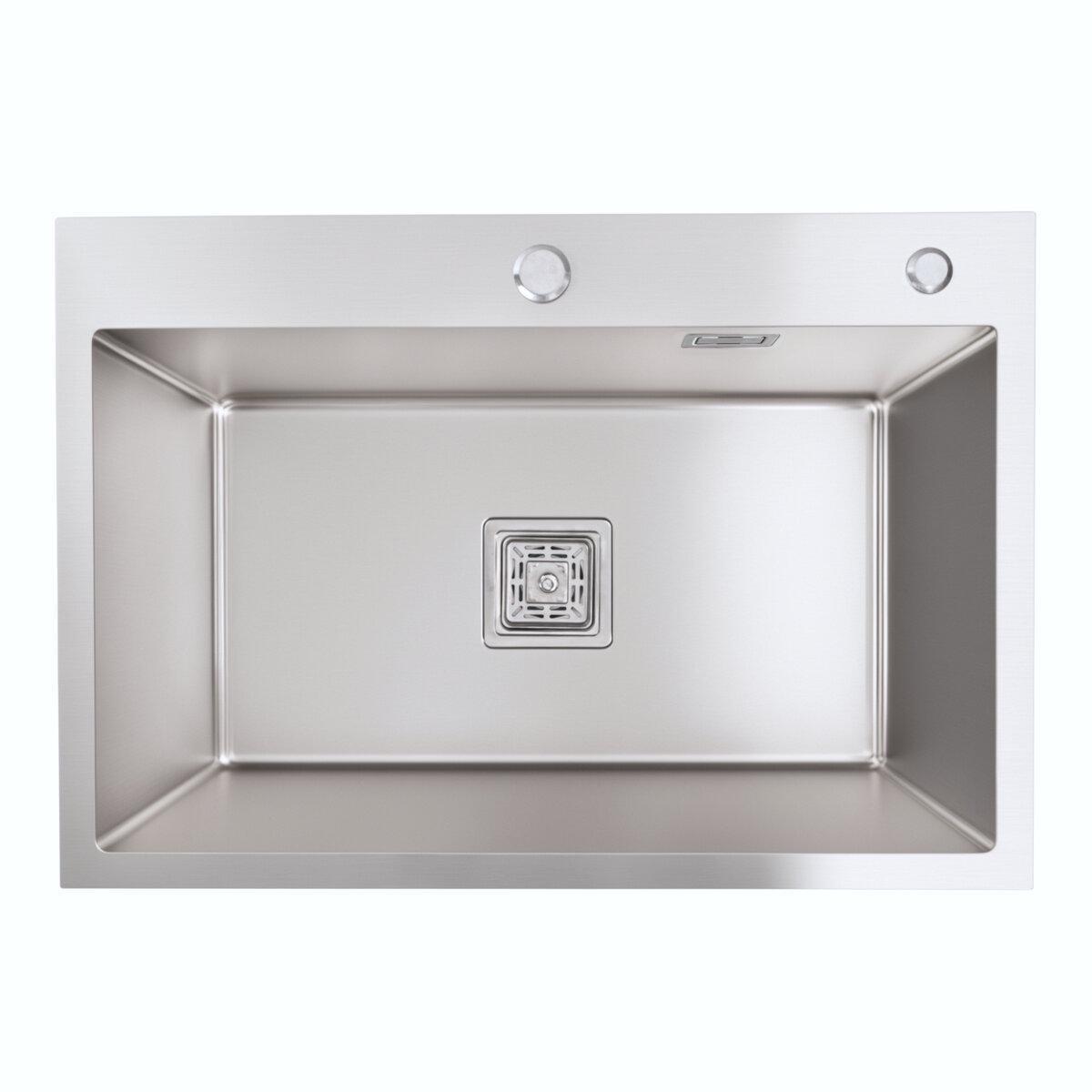 Кухонна раковина Platinum Handmade HSB квадратний сифон 30/10 650х450х230 мм, врізна мийка в кухню