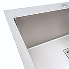 Кухонна раковина Platinum Handmade HSB квадратний сифон 30/10 650х450х230 мм, врізна мийка в кухню, фото 3