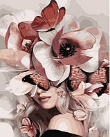 Картина по номерам Девушка с розами на голове, Strateg 40х50 (GS1040)