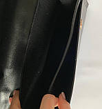 Трендова жіноча чорна сумка на плече зі шкіри (великий клатч), фото 8