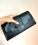 Трендова жіноча чорна сумка на плече зі шкіри (великий клатч), фото 2