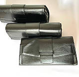 Трендова жіноча чорна сумка на плече зі шкіри (великий клатч), фото 5