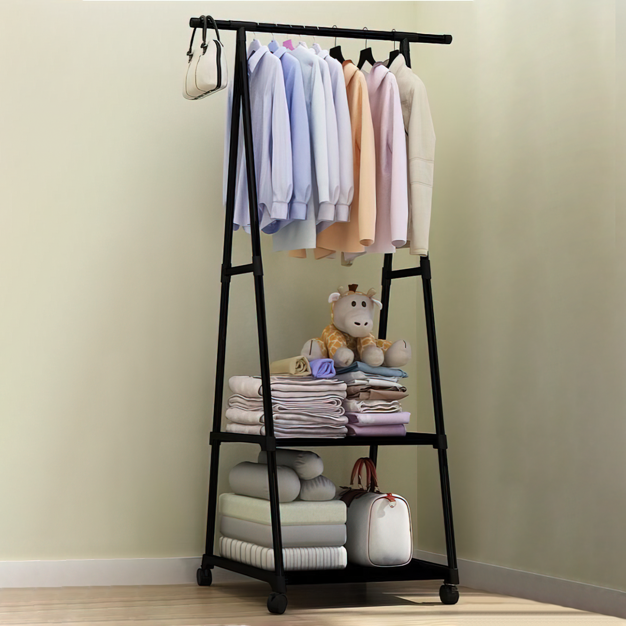 Стойка-вешалка для одежды и обуви Coat Rack Pro с нагрузкой до 30 кг, 2 полки, 1 перекладина, алюминиевая - фото 5 - id-p1465482266