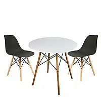 Стол обеденный +2 стула JUMI Scandinavian-2 Black для кухни гостиной столовой Комплект обеденный R_2029