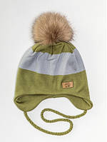 Зеленая осенняя шапка для мальчика р.44-48 см Еврозима