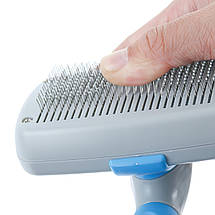 Пластиковий гребінець для вичісування вовни з кнопкою для котів, собак, кроликів, Рожевий, фото 5