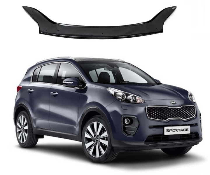 Дефлектор капота мухобойка на Kia Sportage 2015-2021 (КИА Спортейдж) EuroCap