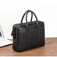 Кожаная сумка для ноутбука, цвет черный, John McDee, 7348A Отличное качество