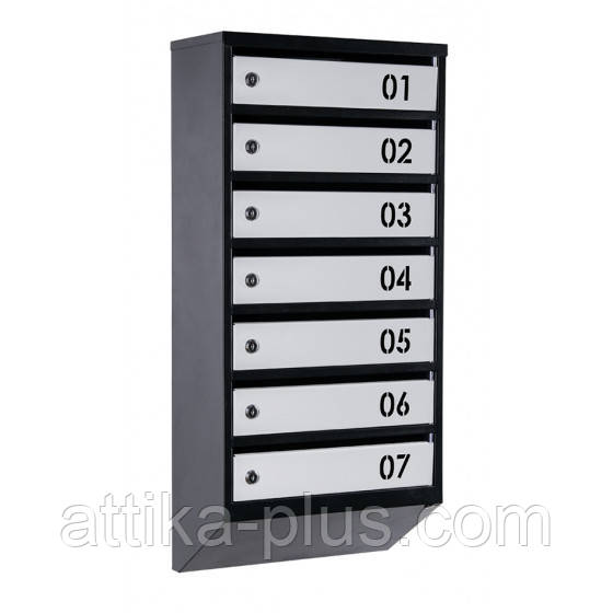 Скринька поштова на 7 квартир (ЯП-07-B чорно-сіра) Україна, фото 1