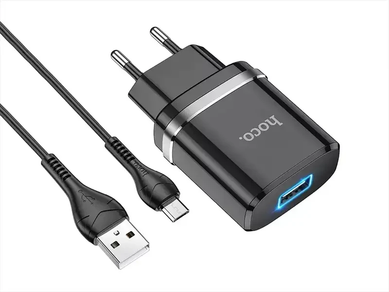 Зарядний пристрій 220 В USBx1 з кабелем USB — micro USB Hoco N1 Ardent 120 шт 9938