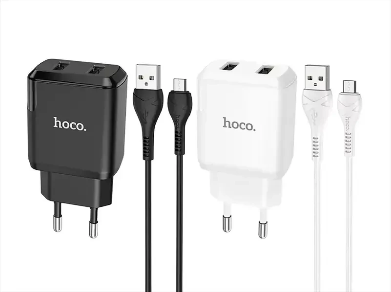 Зарядний пристрій 220 В USBx2 з кабелем USB — micro USB Hoco N7 Speedy 120 шт 8142