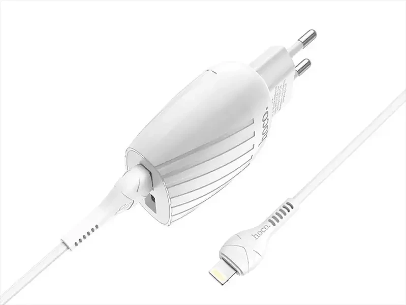 Зарядний пристрій 220 В USBx2 з кабелем USB — Lightning Hoco C78A Max Energy 120 шт. 8126