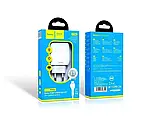 Зарядний пристрій 220 В USBx2 з кабелем USB — Lightning Hoco C78A Max Energy 120 шт. 8126, фото 6