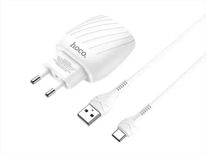 Зарядний пристрій 220 В USBx2 з кабелем USB — Type-c Hoco C78A Max Energy 120 шт. 8125