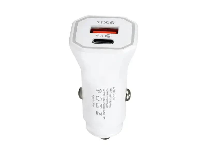 Зарядний пристрій 12 В 3,0 А 20 Вт QC3.0 USBx1 Type-Cx1 YY-C03 250 шт 7336