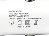 Зарядний пристрій 12 В 3,0 А 20 Вт QC3.0 USBx1 Type-Cx1 YY-C03 250 шт 7336, фото 2