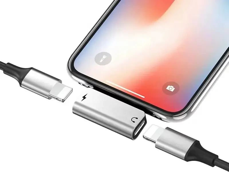 Перехідник конвертер аудіо 2 в 1 Lightning — Lightning Hoco LS24 310шт 7939