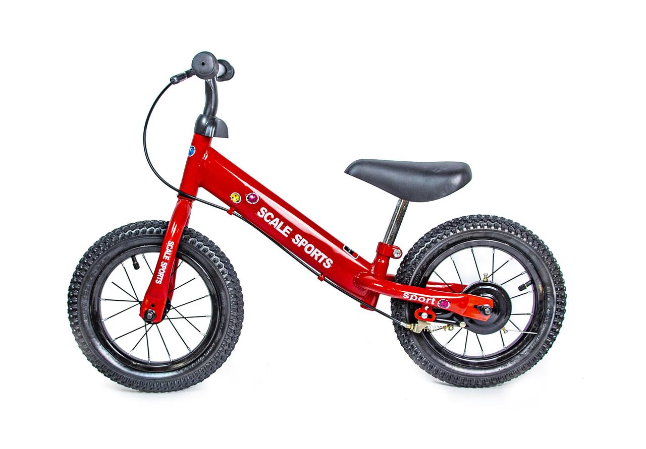 Велобег-беговел Scale Sports 12 дюймов с ручным тормозом и надувными колёсами Красный - фото 2 - id-p1906896495