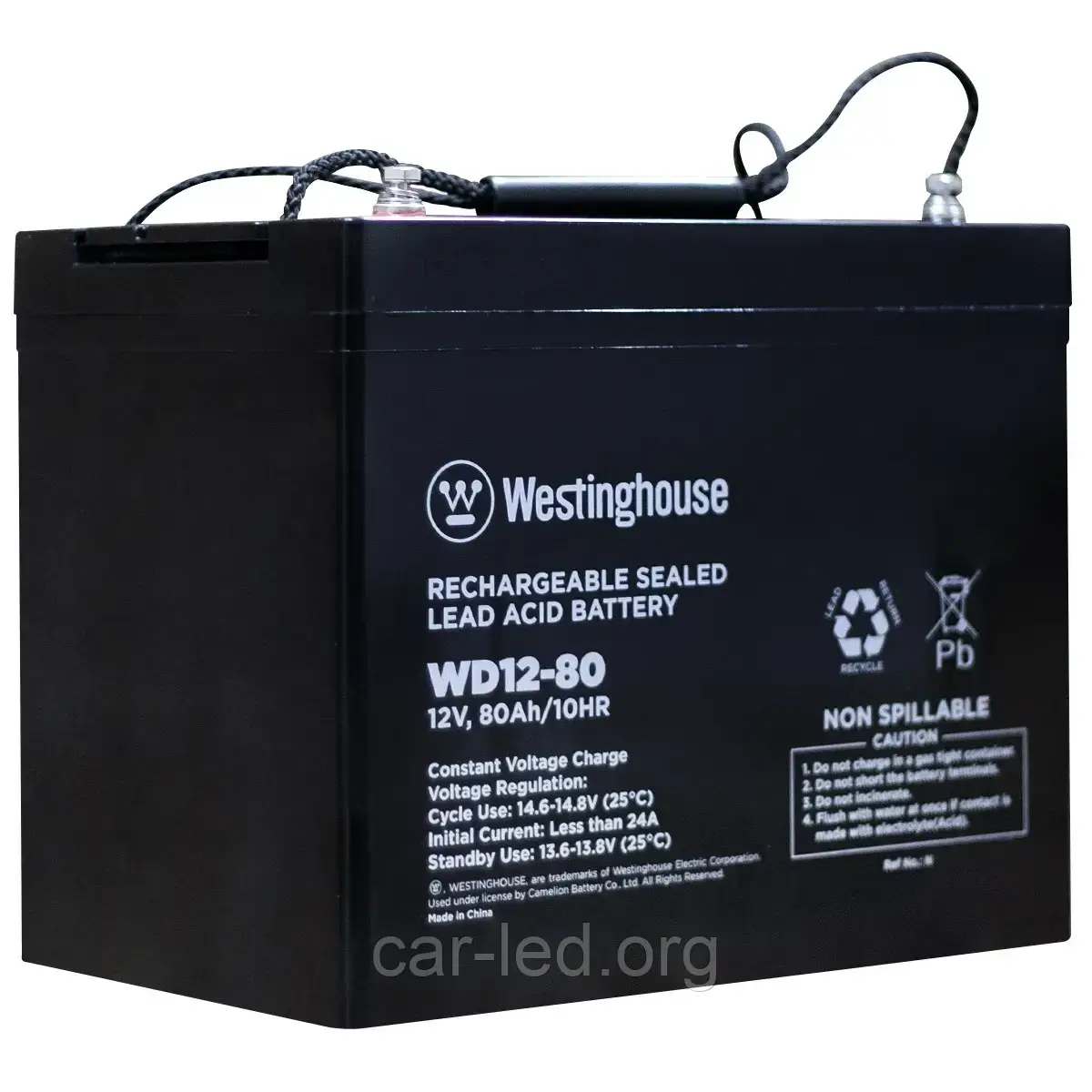 Свинцево-кислотна акумуляторна батарея Westinghouse Deep Cycle, 12V, 80Ah, terminal T14, 1шт 260*168*211