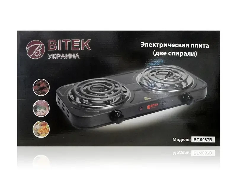 Електропліта 2 спіралі 2000 Вт 138 мм BITEK BT-9087B 6шт 9344, фото 1