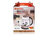 Чайник електричний скляний з квіткою 1,8 л 2400 Вт BITEK BT-3111 12 шт 9467, фото 7