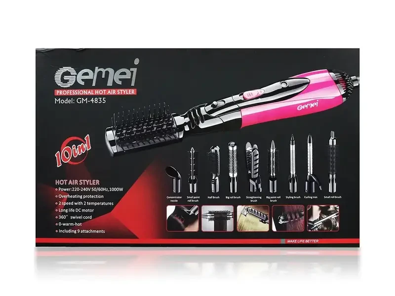 Фен для волосся 10 в 1 1000 Вт Gemei GM-4835 12шт 7022