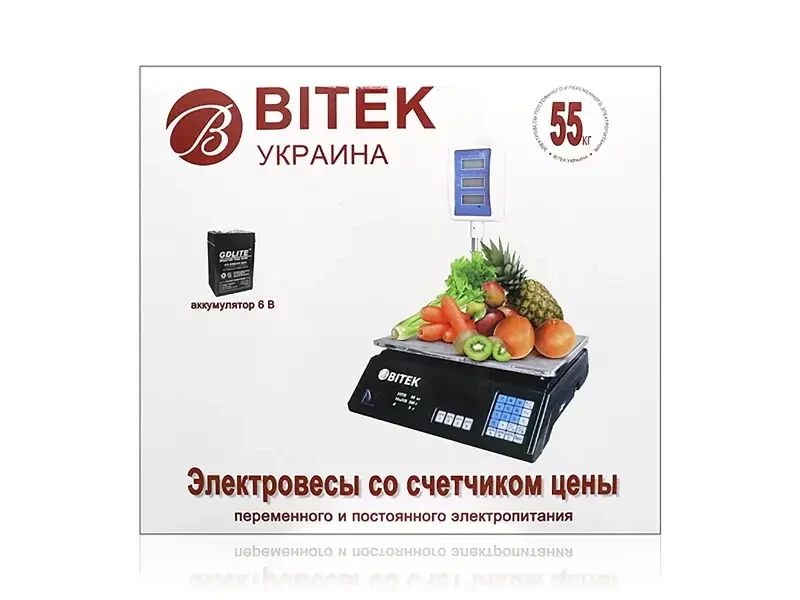 Ваги електронні торгові 55 кг 6 В зі стійкою BITEK YZ-208+ 4 шт. 9419