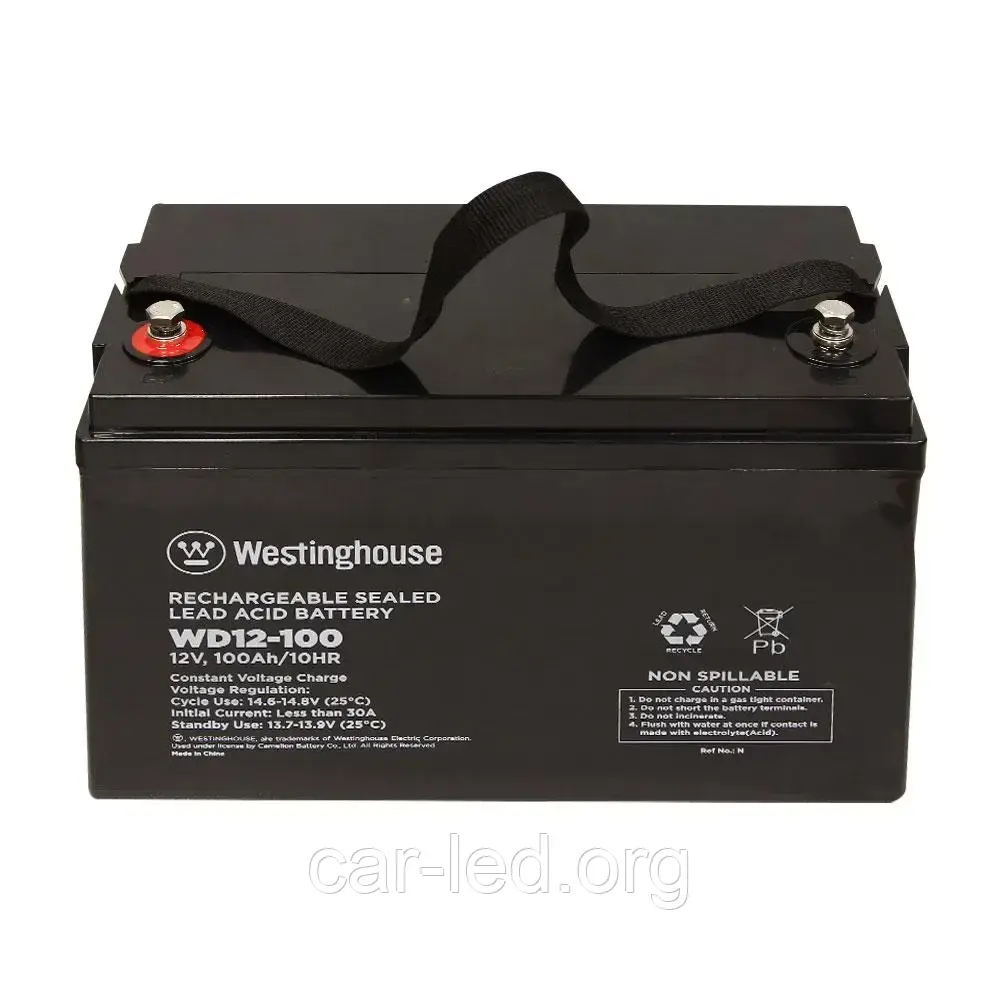 Свинцево-кислотна акумуляторна батарея Deep Cycle Westinghouse 12V, 100Ah, terminal T16, 1шт 214*171*330 мм