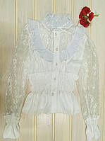 Блуза белая шифоновая на девочку 116-146 размер