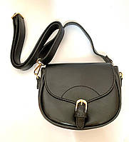 Черная маленькая женская сумочка с ремешком (кросс-боди сумка)