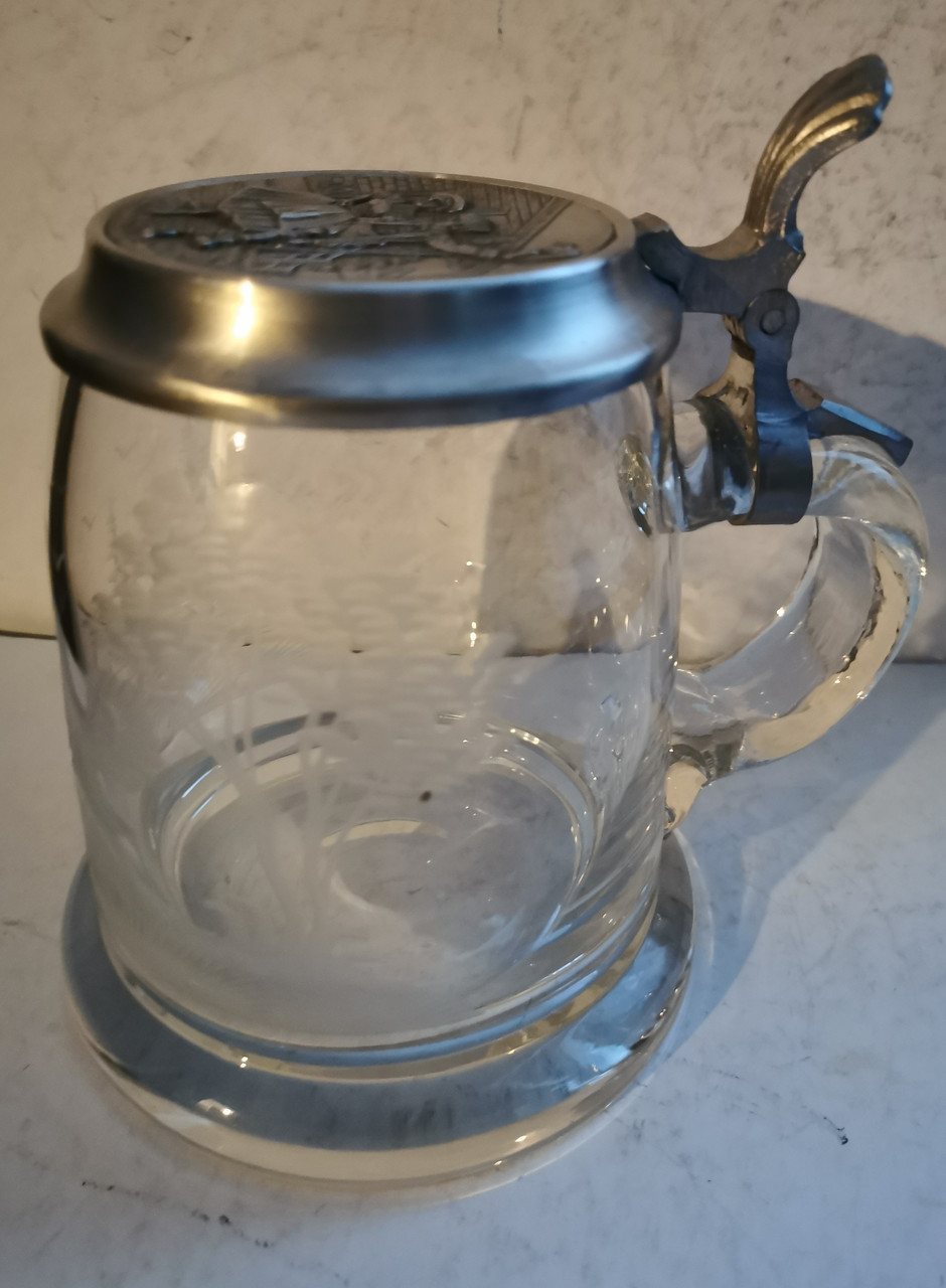 Колекційний кришталевий пивний келих з олов'яною кришкою Щастя, фото 1