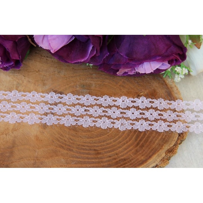 Мереживо тонке " Три ряди квітів "  , лавандове 10 метрів