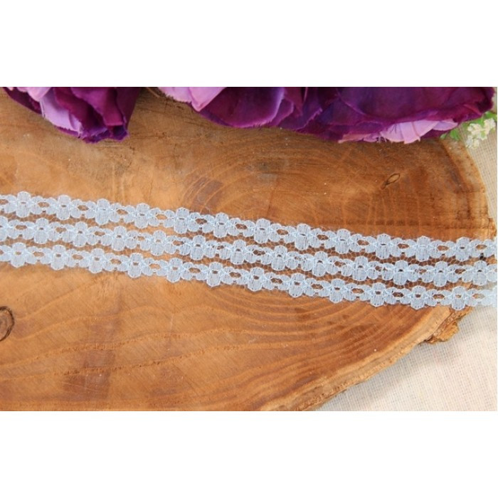 Мереживо тонке " Три ряди квітів " , небесно голубе 10 метрів