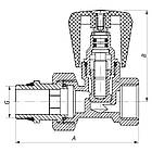 Вентиль радіаторний KOER KR.903-Gi прямий 1/2"x1/2" з американкою KR0175, фото 2