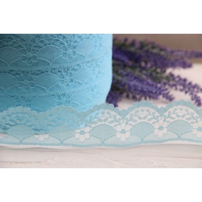 Мереживна стрічка тонка № 2 , світло голуба 10 метрів, фото 1