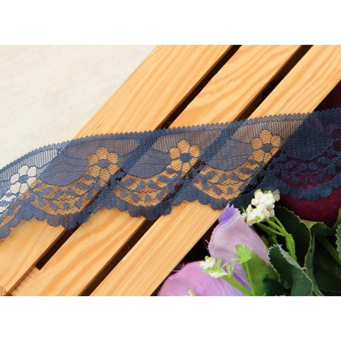 Мереживна стрічка тонка № 2 , сапфірова 10 метрів