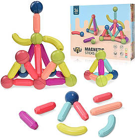 Магнітний конструктор RIAS Magnetic Sticks 36 деталей Різнокольоровий (3_03590)