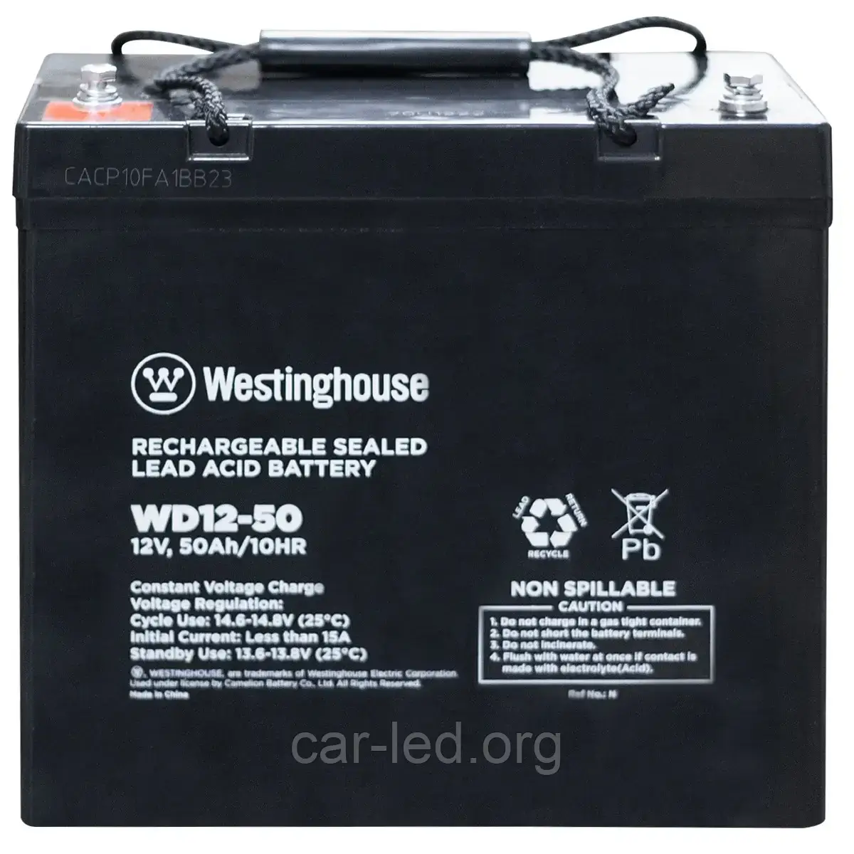 Свинцево-кислотна акумуляторна батарея Westinghouse Deep Cycle, 12V, 50Ah, terminal T14, 1шт 230*138*211
