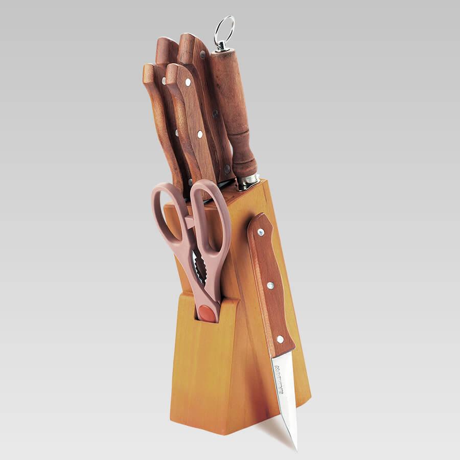 Кухонні ножі в підставці Maestro, професійний набір кухонних ножів з підставкою з нержавіючої сталі