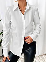 Женская классическая блуза-рубашка с длинным рукавом IM064, цвет белый, черный размер 42/44